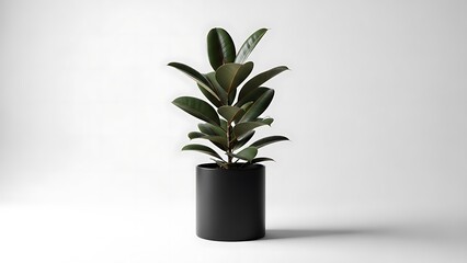 dark green rubber plant with glossy leaves