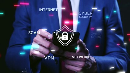 Secure payment online shopping digital wallet, mobile wallet safety, business man with computer VPN virtual private network internet cyber security cyber crime protection - Powered by Adobe