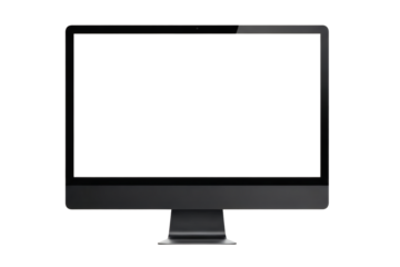 Sleek modern desktop computer monitor with completely blank black screen perfect for mockup design projects