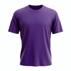 Simple plain dark purple t-shirt 3D mockup with round neck and short sleeves, perfect for showcasing your custom designs on a clean white background.