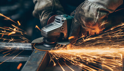 Industrial Metal Grinding Sparks Action