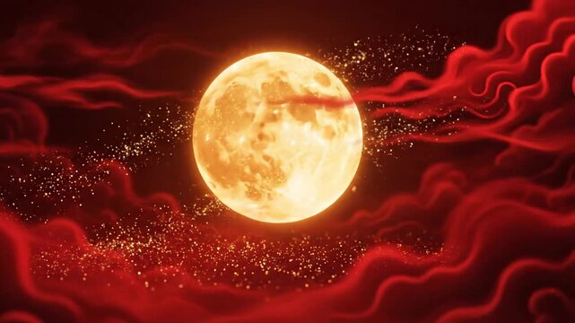 Ethereal Blood Moon Fantasy Landscape - A Crimson Dreamscape.