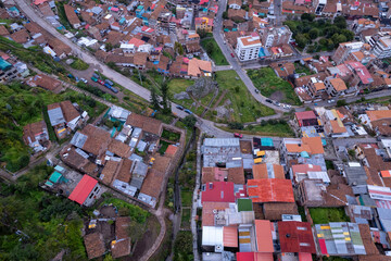 View of the Houses in the Mountains in the City of Cusco, Peru