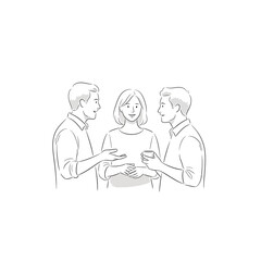 Three people talking, business meeting, casual conversation, team discussion, illustration