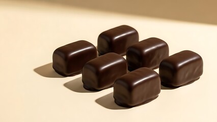 Fototapeta premium dark chocolate coated marzipan pieces displayed