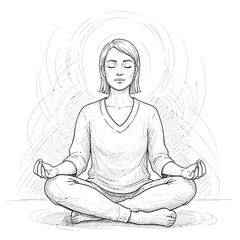 Obraz premium Woman Meditating, Lotus Pose, Concentrating, Inner Peace, Serenity, Mindfulness