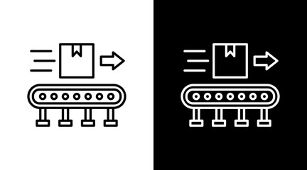 Assembly Line Outline White Icon Set Design