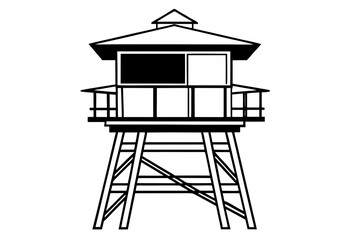 lifeguard tower  silhouette vector