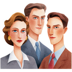 two men and one woman, all wearing business attire