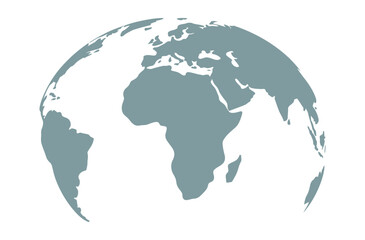 Fototapeta premium Curved World Map Silhouette, Half Globe of Blue Planet Earth, Global Business Geography Featuring Africa, Asia, America, Europe, Australia Continents, Worldwide International 