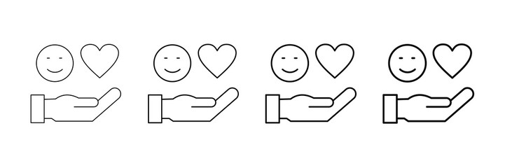 Gratitude Icons Vector Set In Different Stroke Line Style