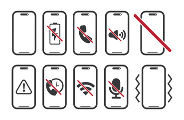 Bundle set icon phone instruction, caution, warning and prohibition icon