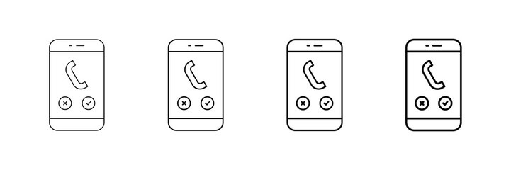 Phone Screen Icons Vector Set In Different Stroke Line Style