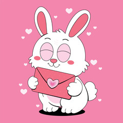 Cute Bunny Delivering a Valentine's Love Letter