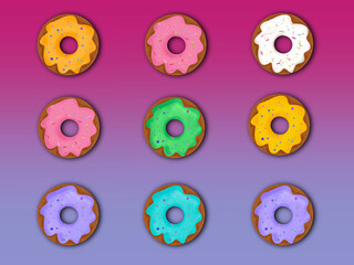 Fototapeta premium Fun Festive Donuts Pattern