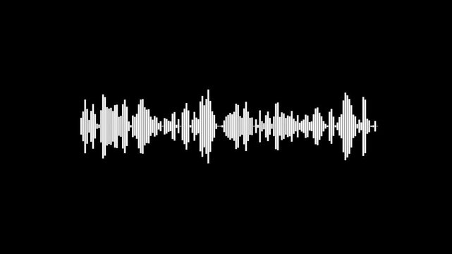 Abstract audio sound visualiser wave spectrum animation on black background. white line audio wave visualisation voice record effect for overlay. audio  sound wave spectrum concept, 4k stock video.