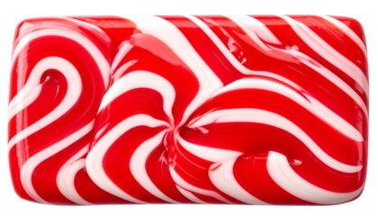 Close-up of a vibrant red and white striped swirl, reminiscent of candy