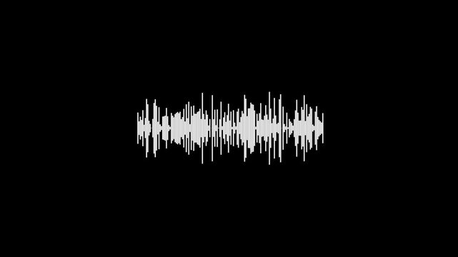 Abstract audio sound visualiser wave spectrum animation on black background. white line audio wave visualisation voice record effect for overlay. audio  sound wave spectrum concept, 4k stock video.