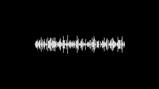 Abstract audio sound visualiser wave spectrum animation on black background. white line audio wave visualisation voice record effect for overlay. audio  sound wave spectrum concept, 4k stock video.