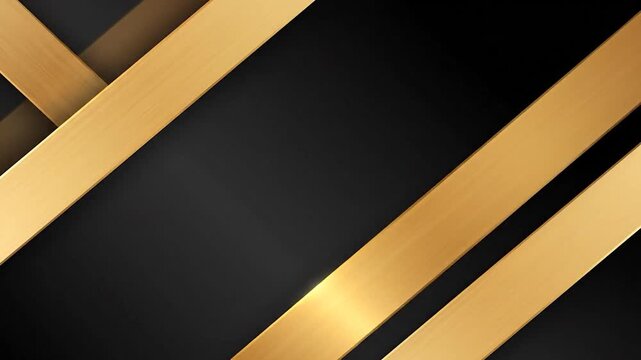 A modern abstract composition with gold and black diagonal lines creating a sense of depth