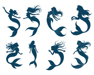 Obraz premium Mermaid Silhouettes SVG