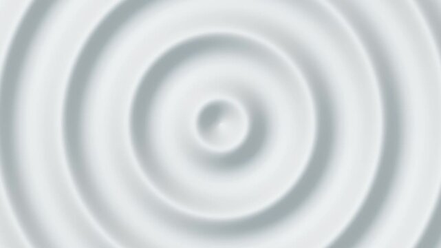 3D white Raindrops falling pattern of liquid concentric ripples in slow motion. macro shot of liquid creating concentric ripples animation.