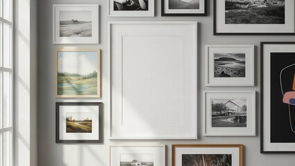 Eclectic Gallery Wall Display of Framed Artworks.