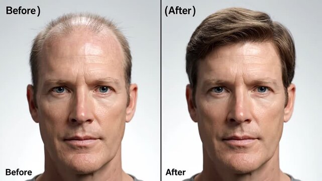 Male Hair Loss Before and After Transformation Demonstrating Significant Improvement in Density and Appearance