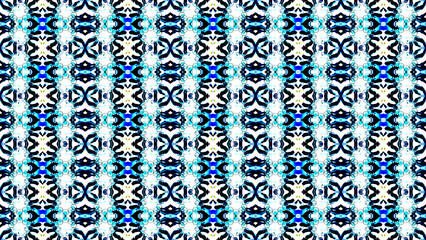 Blue And White Ornamental Geometric Tile Pattern