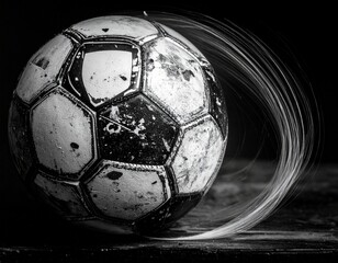 soccer ball on black background