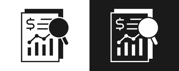 Fototapeta premium Financial Analysis Icon Set Glyph In White And Black Background