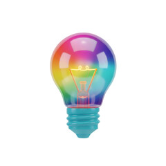 Fototapeta premium Rainbow Colored Light Bulb on White.