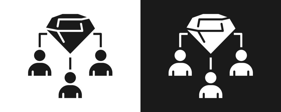 Shareholder Value Icon Set Glyph In White And Black Background