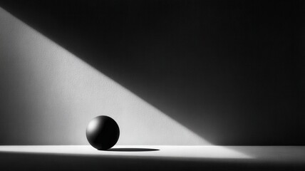 A minimalist composition with a single object casting a long, dramatic shadow, emphasizing form
