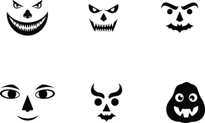 Obraz premium Collection of various spooky monster faces for Halloween decoration