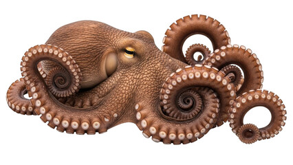 Resting octopus on white background