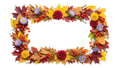 Vibrant autumnal floral wreath with leaves and berries