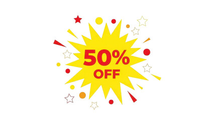 Celebrate big savings with 50% off promotional graphic