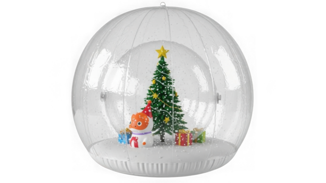 Whimsical Christmas scene in a snow globe with snowman and tree - Powered by Adobe