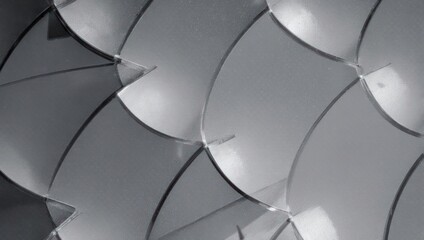 An abstract, grayscale photo showcasing a repeating geometric pattern, curved shapes interlocked