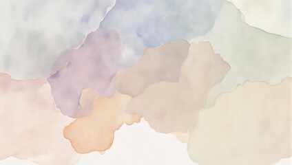 Obraz premium Watercolor-style abstract with soft, blended patches of pastel colors floating against a white background