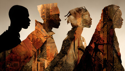 Black History Month Photo with African American Silhouettes and Cultural Symbols