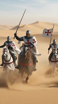 Knights Templar Ride Through Desert Dunes Cinematic Footage