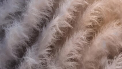 Close-up of soft, feathery textures in shades of white and brown, creating an abstract pattern