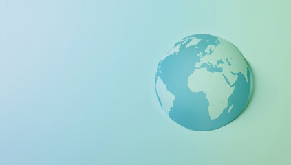 Earth globe textured paper cutout on pastel background conveys calm environmental concept