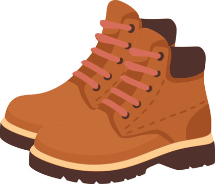 cartoon hiking boots outdoor adventure footwear flat color vector illustration template design