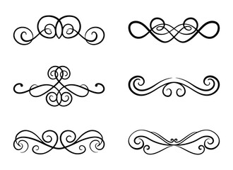 Obraz premium vintage calligraphic swirl dividers and elegant floral decorative line art elements