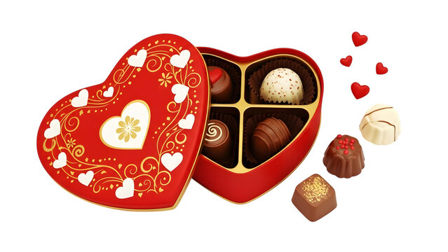 Valentine's day heart shaped chocolate box with assorted treats and sweets - Powered by Adobe