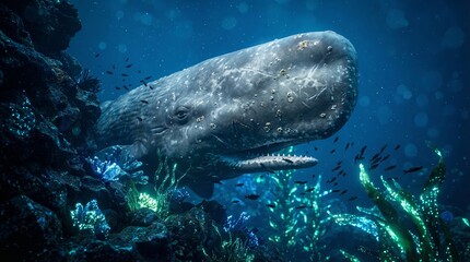 Majestic Sperm Whale, beautiful underwater scene