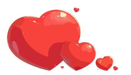 Amour et passion illustr&eacute;s par une s&eacute;rie de c&oelig;urs rouges brillants de tailles vari&eacute;es, parfaits pour des designs romantiques sur un fond transparent.